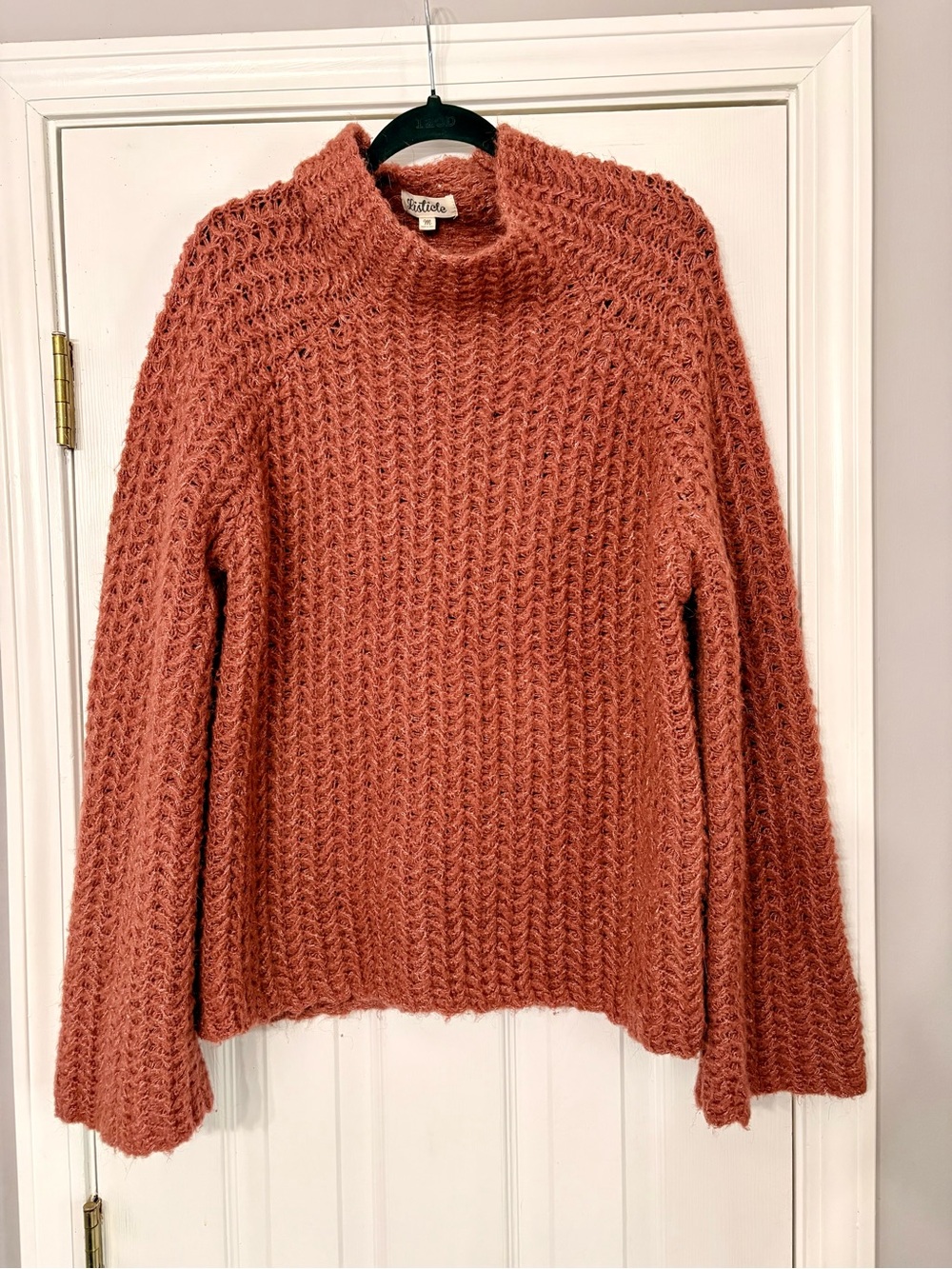 Listicle Chunky Cowl-Neck Sweater in Rusty Coral